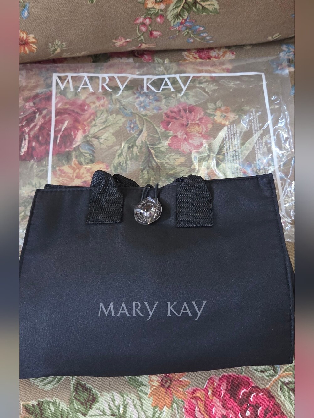 Mary Kay Black Logo Make Up Tote with Button Closure New